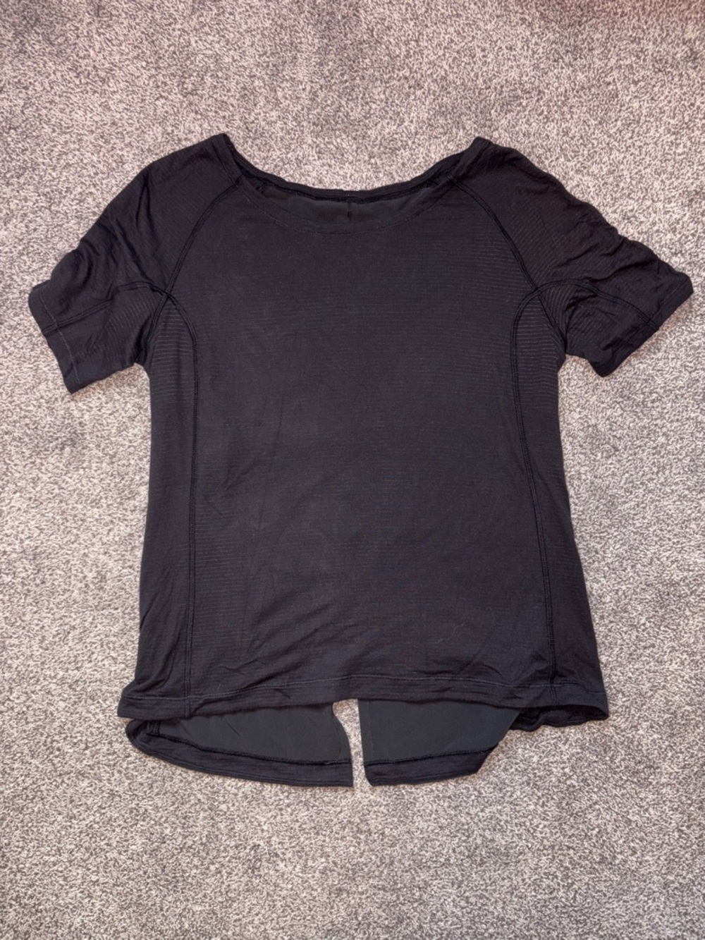 lululemon athletica Black Short Sleeve Crew Tee with Curved Back Hem